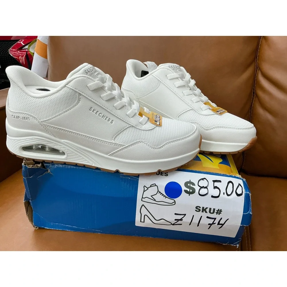 Skechers Uno Banksia Sneakers Mens 10 White New Hands Free Slip-Ins 183022